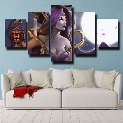 5 panel wall art canvas prints League Of Legends Morgana home decor-1200 (1)
