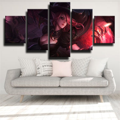5 panel wall art canvas prints League Of Legends Morgana wall decor-1200 (1)