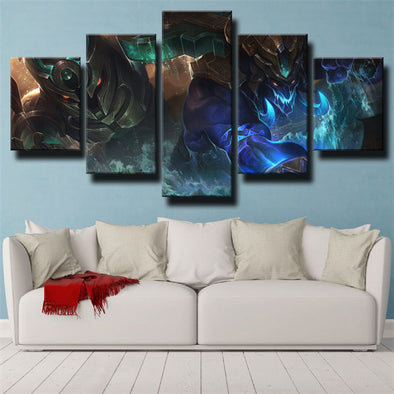 5 panel wall art canvas prints League Of Legends Nautilus decor picture-1200 (1)