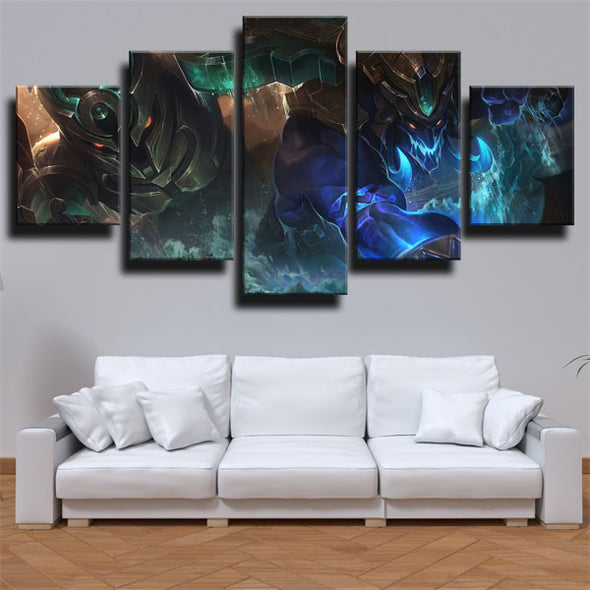 5 panel wall art canvas prints League Of Legends Nautilus decor picture-1200 (3)