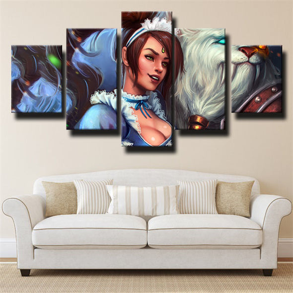 5 panel wall art canvas prints League of Legends Nidalee wall picture-1200 (2)