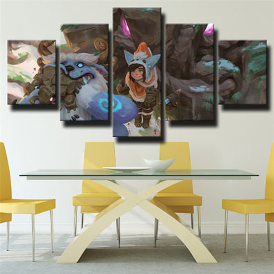 5 panel wall art canvas prints League of Legends Nunu decor picture-1200 (1)