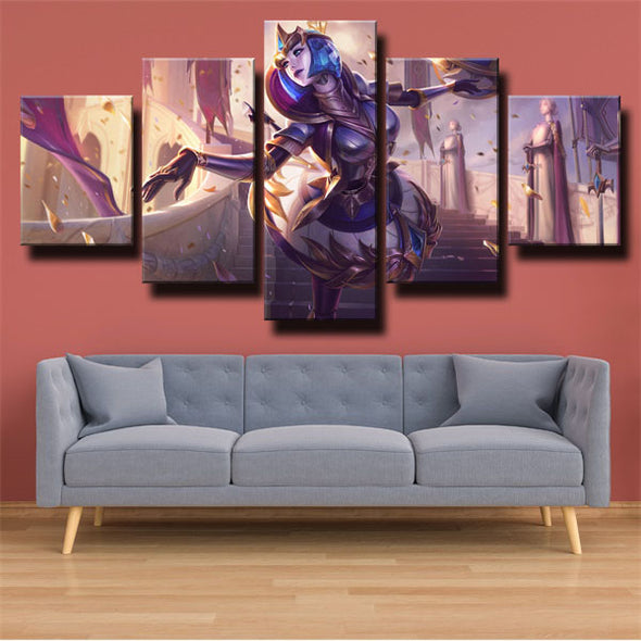 5 panel wall art canvas prints League of Legends Orianna live room decor-1200 (3)