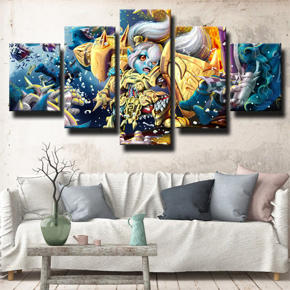 5 panel wall art canvas prints League of Legends Poppy live room decor-1200 (1)
