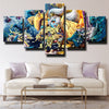 5 panel wall art canvas prints League of Legends Poppy live room decor-1200 (2)