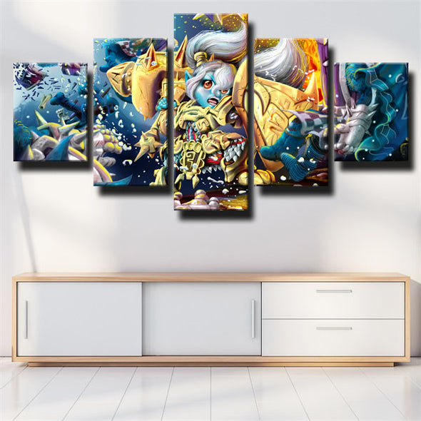 5 panel wall art canvas prints League of Legends Poppy live room decor-1200 (3)