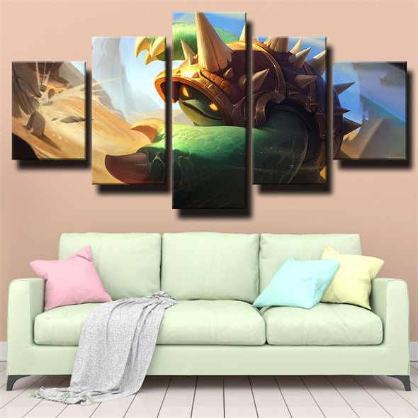 5 panel wall art canvas prints League of Legends Rammus home decor-1200 (2)