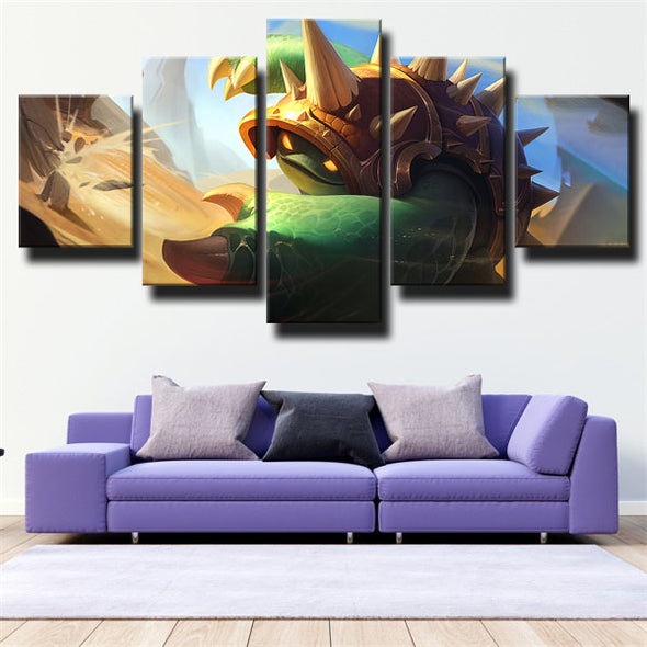 5 panel wall art canvas prints League of Legends Rammus home decor-1200 (3)