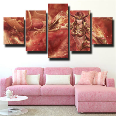5 panel wall art canvas prints League of Legends Shyvana wall picture-1200 (1)
