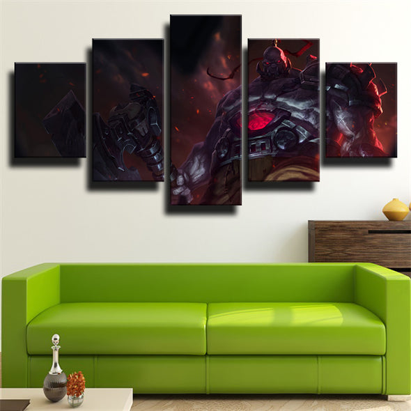 5 panel wall art canvas prints League of Legends Sion wall picture-1200 (2)