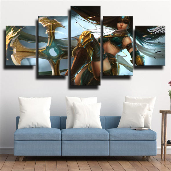 5 panel wall art canvas prints League of Legends Sivir wall picture-1200 (3)