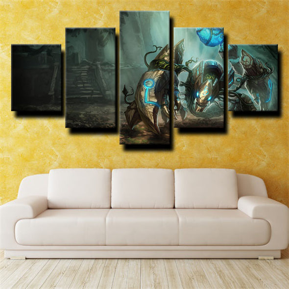 5 panel wall art canvas prints League of Legends Skarner home decor-1200 (2)