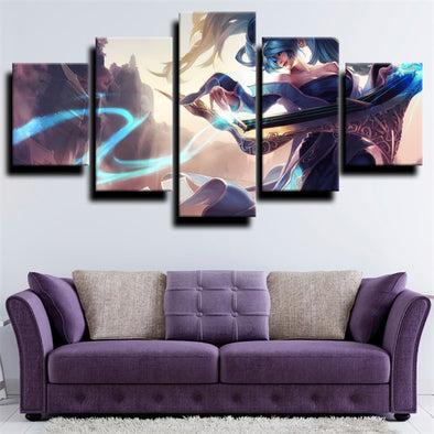 5 panel wall art canvas prints League of Legends Sona home decor-1200 (1)