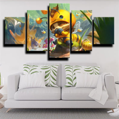 5 panel wall art canvas prints League of Legends Teemo live room decor-1200 (1)