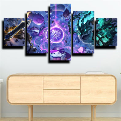 5 panel wall art canvas prints League of Legends Thresh live room decor-1200 (1)