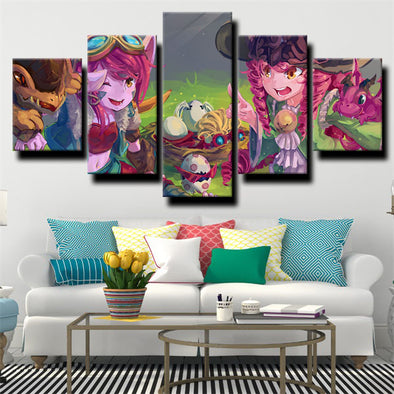 5 panel wall art canvas prints League of Legends Tristana home decor-1200 (1)