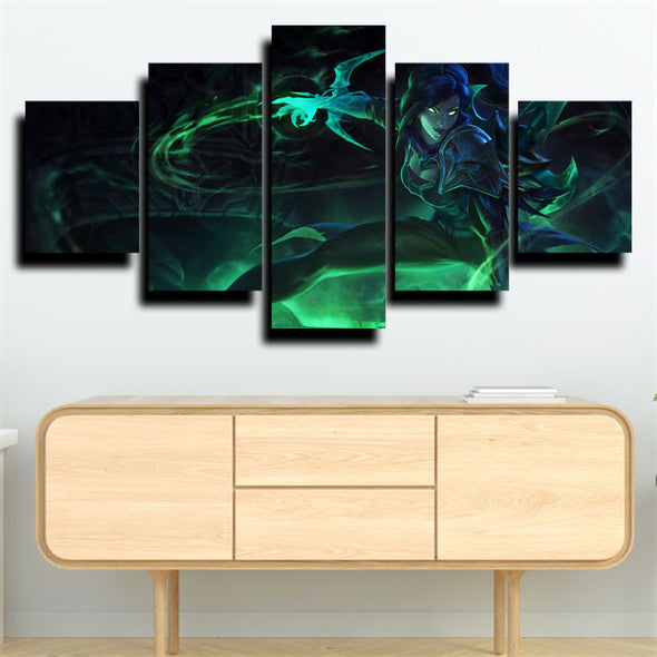 5 panel wall art canvas prints League of Legends Vayne live room decor-1200 (1)