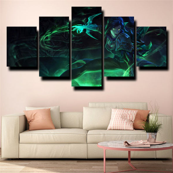 5 panel wall art canvas prints League of Legends Vayne live room decor-1200 (3)