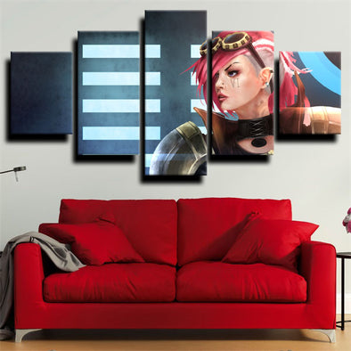 5 panel wall art canvas prints League of Legends Vi live room decor-1200 (1)