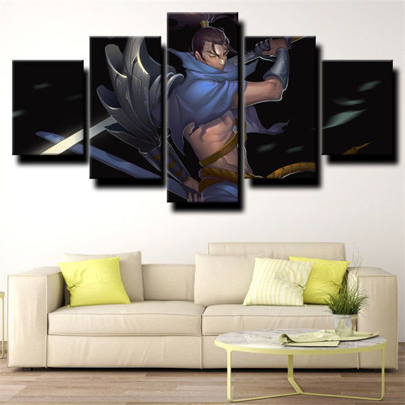5 panel wall art canvas prints League of Legends Yasuo decor picture-1200 (2)