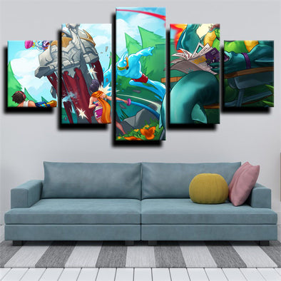 5 panel wall art canvas prints League of Legends Zac live room decor-1200 (1)