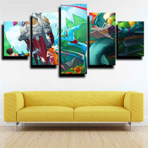 5 panel wall art canvas prints League of Legends Zac live room decor-1200 (2)