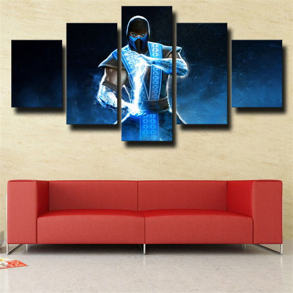 5 panel wall art canvas prints MKX characters Sub-Zero wall picture-1551 (2)