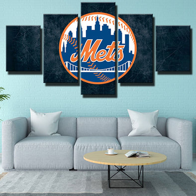 5 panel wall art canvas prints MLB Mets team standard home decor-1201 (1)