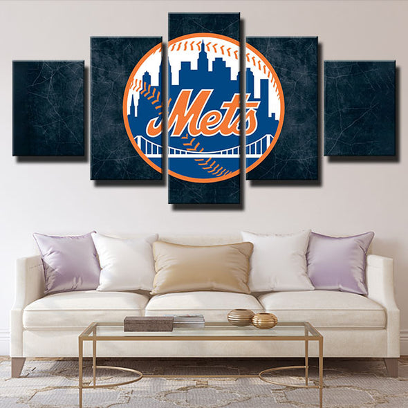 5 panel wall art canvas prints MLB Mets team standard home decor-1201 (4)
