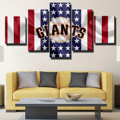 5 panel wall art canvas prints MLB SF Giants team LOGO decor picture-1201 (1)