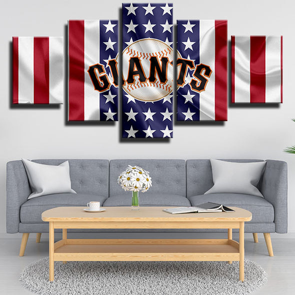 5 panel wall art canvas prints MLB SF Giants team LOGO decor picture-1201 (2)