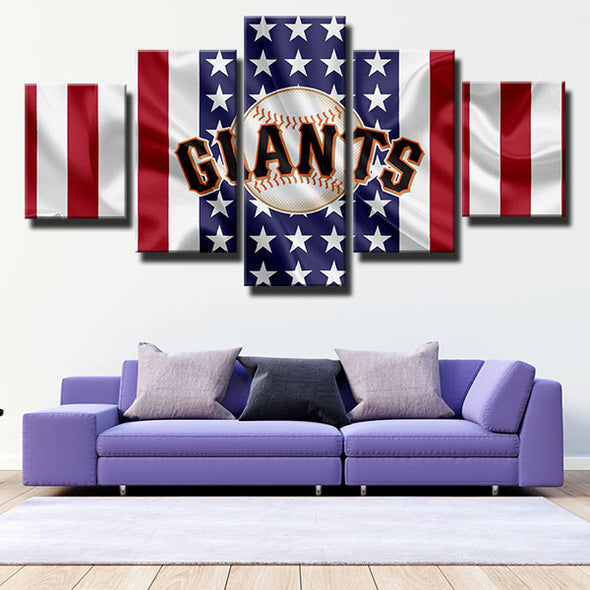 5 panel wall art canvas prints MLB SF Giants team LOGO decor picture-1201 (4)