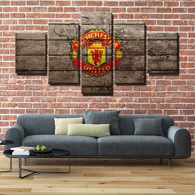 5 panel wall art canvas prints MUFC Cracked wood live room decor-1213 (1)