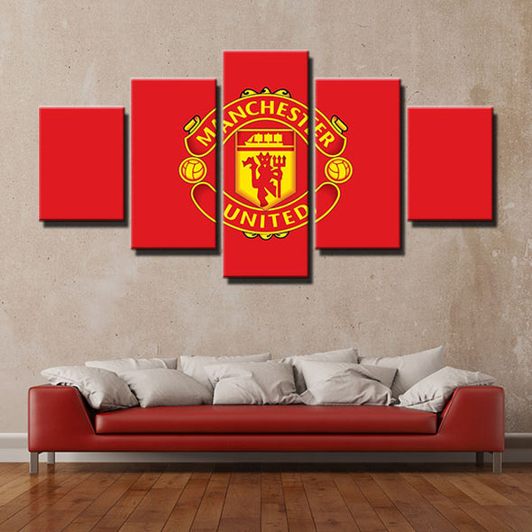 5 panel wall art canvas prints Man United bright red live room decor-1208 (1)