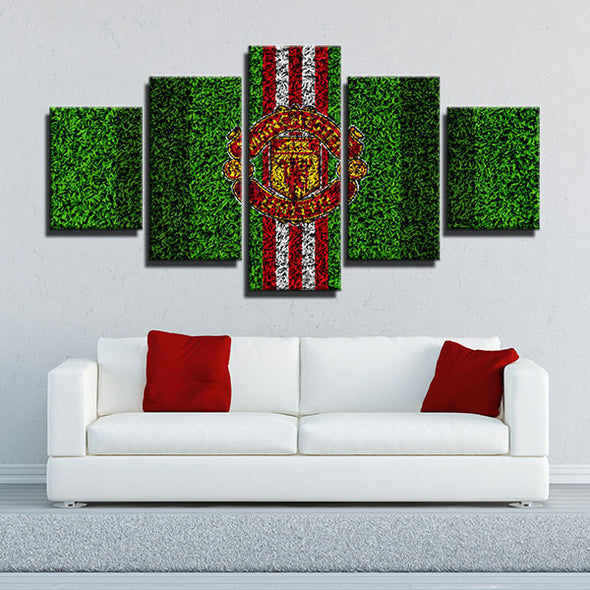 5 panel wall art canvas prints Man Utd green Lawn live room decor-1212 (2)