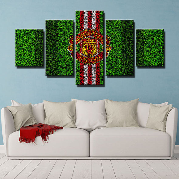5 panel wall art canvas prints Man Utd green Lawn live room decor-1212 (3)