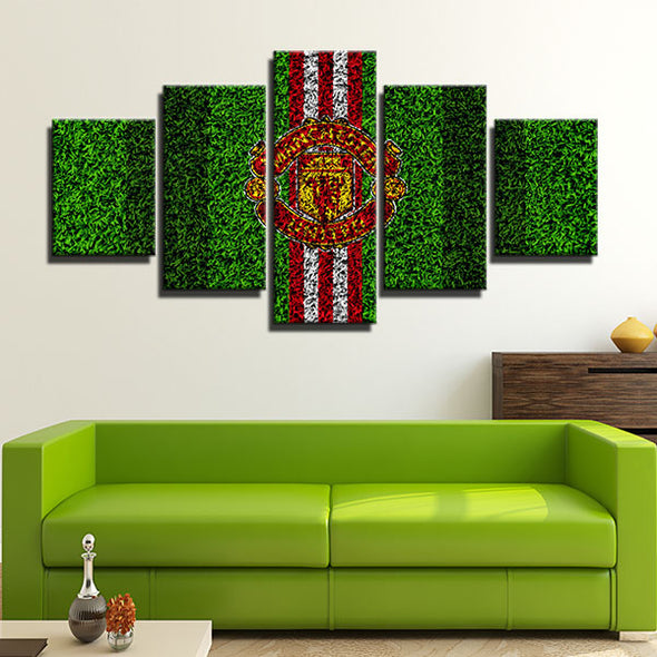 5 panel wall art canvas prints Man Utd green Lawn live room decor-1212 (4)