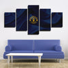 5 panel wall art canvas prints Manutd Blue silk live room decor-1209 (1)
