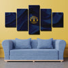 5 panel wall art canvas prints Manutd Blue silk live room decor-1209 (3)