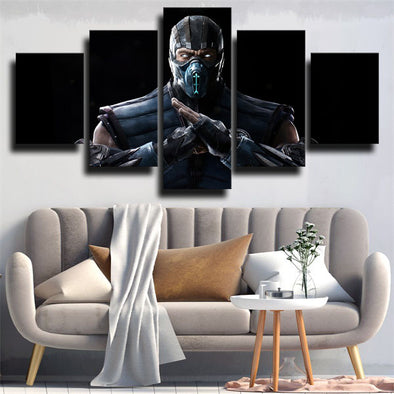 5 panel wall art canvas prints Mortal Kombat X Sub-Zero live room decor-1550 (1)