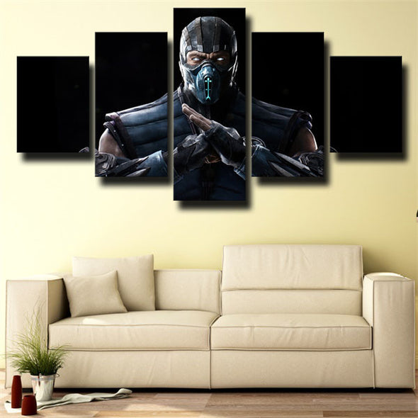 5 panel wall art canvas prints Mortal Kombat X Sub-Zero live room decor-1550 (2)