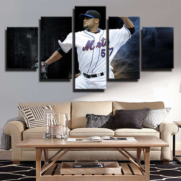 5 panel wall art canvas prints NY Mets Catcher Dave Racaniello decor picture-1201 (1)