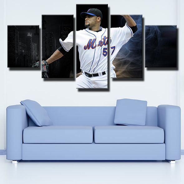 5 panel wall art canvas prints NY Mets Catcher Dave Racaniello decor picture-1201 (3)