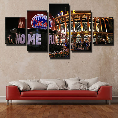5 panel wall art canvas prints NY Mets Home field wall picture-1201 (1)