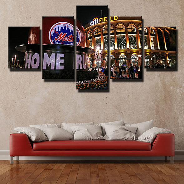 5 panel wall art canvas prints NY Mets Home field wall picture-1201 (1)