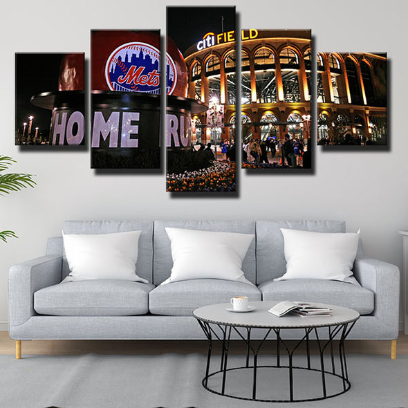 5 panel wall art canvas prints NY Mets Home field wall picture-1201 (2)