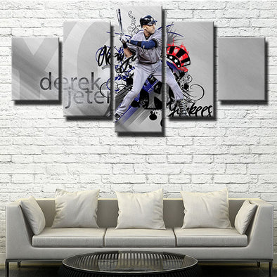 5 panel wall art canvas prints NY Yankees Derek Jeter wall decor -1201 (1)