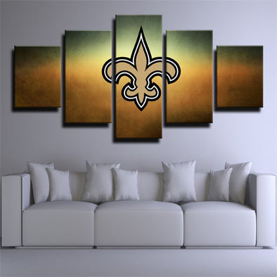 5 panel wall art canvas prints New Orleans Saints Symbol home decor1202 (1)