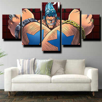 5 panel wall art canvas prints One Piece Franky home decor-1200 (1)