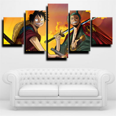 5 panel wall art canvas prints One Piece Monkey D. Luffy decor picture-1200 (1)